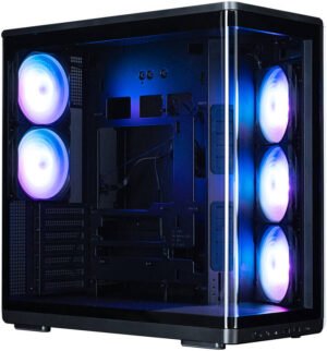 Zalman P60 ATX Mid-Tower Computer Case, 5x 120mm Pre-Installed Fans, Up to 360mm Radiators & 11x 120mm Fan Support, Steel, Plastic, Tempered Glass, Black