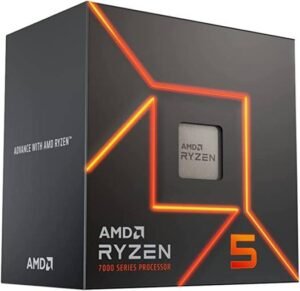 AMD Ryzen 5 7600 3.6GHz AM5 Gaming Processor, 6 Cores & 12 Threads, 5.1GHz Boost Clock, 6MB L2 & 32MB L3 Cache, AMD Radeon Graphics, DDR5-5200, Includes Wraith Stealth Cooler
