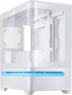 ASUS PRIME AP202 Micro ATX Computer Case, Up to 360mm Radiator, Supports Up to 420mm Max GPU, Top & Bottom Removable Dust Filters, White