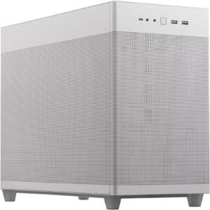 ASUS Prime AP201 mATX Small Tower PC Case, Mesh White Edition, Tool-Free Side Panels, Quasi-Filter Mesh, Support for 280 & 360mm Radiators & Up to 6 Fans, Standard ATX PSU's, White