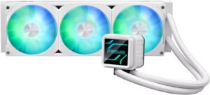 ASUS Prime LC 360 aRGB Liquid CPU Cooler, 360mm Radiator, 3x PRIME LC 36025 Integrated Fan, 2200 RPM Fan Speed, 75.7 CFM Airflow, 400mm Sleeved Rubber, White