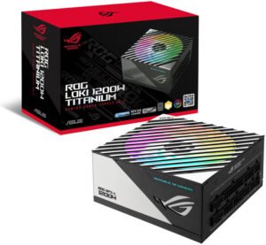 ASUS ROG Loki 1200T SFX-L 80 Plus Titanium Fully Modular Power Supply, 1200W Power, ATX 3.1 Compatible, Dual Ball Fan Bearings, PCIe Gen 5.0, ARGB-Illuminated Fan & Aura Sync, Black