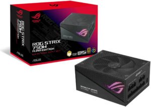 ASUS ROG STRIX 750W Aura Edition ATX Power Supply Unit, 80 PLUS Gold Certification, Full Modular, 135mm Axial-tech Fan, 0dB Technology, PCIe Gen 5.0, ARGB Lighting, Black