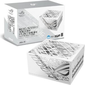 ASUS ROG Strix 1000W Platinum Fully Modular Power Supply, 80 PLUS Platinum Efficiency, Active PFC, GaN MOSFET, ATX 3.1 Compatible, Cybernetic Lambda A+, Dual Ball Fan Bearings, White