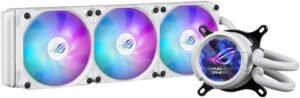 ASUS ROG Strix LC III 360 ARGB LCD CPU Liquid Cooling, 360mm Radiator, 3x ROG STRIX AF-12S ARGB 120mm Fans, 2200 RPM Fan Speed, 70.38 CFM Air Flow, 360° Rotating ROG Logo, White