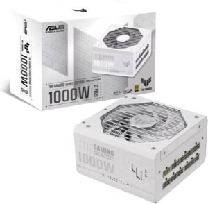 ASUS TUF Gaming 1000W 80Plus Gold Fully Modular Power Supply, ATX 3.0 Compatible 80+ Gold Certified, Military-grade, Dual Ball Bearing, Axial-tech Fan, PCB Coating, White