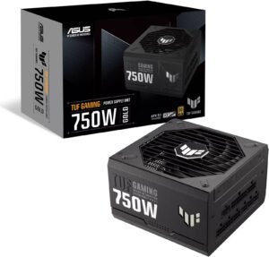 ASUS TUF Gaming 750W Fully Modular Power Supply, 80 PLUS Gold Efficiency, Active PFC, ATX12V Form Factor, Dual Ball Fan Bearings, Axial-Tech Fan Design, Black
