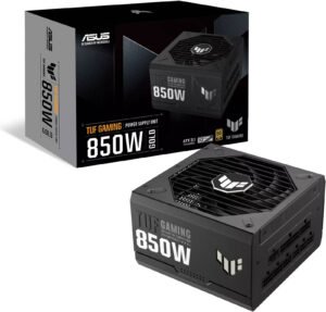 ASUS TUF Gaming 850W 80Plus Gold Fully Modular Power Supply, ATX 3.0 Compatible 80+ Gold Certified, Military-grade, Dual Ball Bearing, Axial-tech Fan, PCB Coating, Black