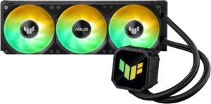 ASUS TUF Gaming LC III 360 ARGB Liquid CPU Cooler, 2.8" Full Color IPS LCD Display, 360mm Radiator Size, 3x MF-12 aRGB Fans, 2600 RPM Fan Speed, 90.78 CFM Airflow, White