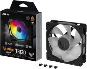ASUS TUF Gaming TR120 ARGB Reverse Blade Fan. 120mm Fans, Up to 2000 rpm Fan Speed, 76.3 CFM Airflow, Aura Sync Compatiblity, PWM Control, Single Pack, Black