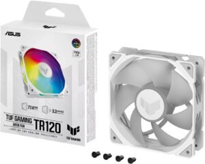 ASUS TUF Gaming TR120 ARGB Standard Blade Fan. 120mm Fans, Up to 2000 rpm Fan Speed, 76.3 CFM Airflow, Aura Sync Compatiblity, PWM Control, Single Pack, White