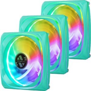Abkon Core CY120M ARGB Spectrum Sync (3 in 1) Pack of 3 ARGB 120 mm LED Fans with control Box and Remote Control - Mint