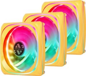 Abkon Core CY120Y ARGB Spectrum Sync (3 in 1) Pack of 3 ARGB 120 mm LED Fans with control Box and Remote Control - Yellow