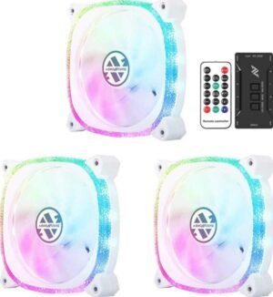 Abkoncore CF120 ARGB Spectrum Sync (3 in 1) Pack of 3 ARGB 120 mm LED Fans With Control Box and Remote Control - Diamond