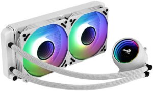 Aero Cool Mirage L240 240mm ARGB LIQUID CPU Cooler, Infinity Mirror RGB Design, 2x 120mm Hydraulic Bearing Fan, Up to 1800 rpm Speed, 72.2 CFM Airflow, 60000 Hrs MTBF, White