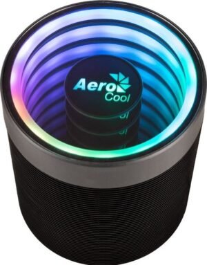 AeroCool Mirage 5 aRGB CPU Cooler, 60x45mm Fan, 6mm x5 Heatpipe, 3000RPM Fan Speed, 74.3 CFM Airflow, Hydraulic Bearing Type, PWM 4-Pin Connector, Black