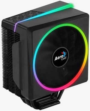 Aerocool Cylon 4 ARGB CPU Air Cooler, RGB LED Design on the Top & Side, Heat Core Touch Technology, Hydraulic Bearing PWM Fan, UP to 1800 rpm Fan Speed & 52.5 CF Airflow, Black