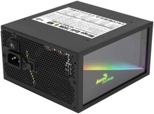 Aerocool Mirage Gold 750W Full Modular PC Power Supply, 80Plus Gold Certified, Infinity Mirror RGB Lighting, 120mm Hgh-pressure Fan, DC-to-DC Circuit, Japanese Capacitors, Black