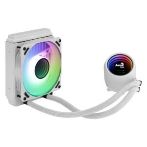 Aerocool Mirage L120 120mm ARGB Intel/AMD CPU Liquid Cooler, Stainless Steel Bearing, 120mm Hydraulic Bearing Fan, 1800 rpm Fan Speed, 72.2 CFM Airflow, 60000 Hrs MTBF, White