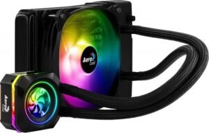 Aerocool Pulse L120F ARGB AIO Liquid Cooler, 120mm Fan Size, 8 Unique RGB Lighting Modes, 2800 Rpm Speed, < 25dBA Noise Level, PWM 4-Pin, Black