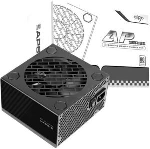 Aigo AP550 Non-Modular Power Supply, 80 PLUS White Efficiency, Active PFC, Built-In 120mm Cooling Fan, Four Silicone Pads, Protection Measures, Black