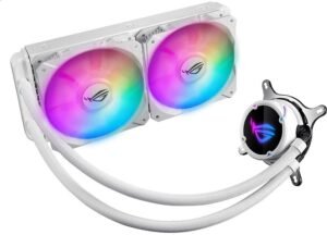 Asus ROG STRIX LC240, RGB 240mm Liquid CPU Cooler, Addressable RGB, 2 x PWM Fan - White