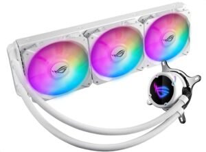 Asus ROG Strix LC 360 All-in-one Liquid CPU Cooler with Aura Sync, Triple White ROG 120mm addressable RGB Radiator Fans and Reinforced Sleeved Tubing - White