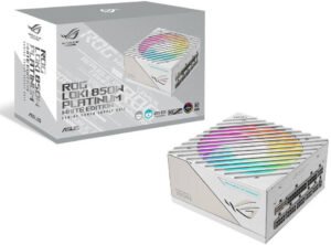 Asus Rog Loki SFX-L 850W Power Supply Unit, 80 Plus Platinum, Fully Modular, PCIe Gen 5.0, 120mm ARGB-Illuminated Fan & Aura Sync, ROG Heatsinks, 0dB Fan Button, White Edition