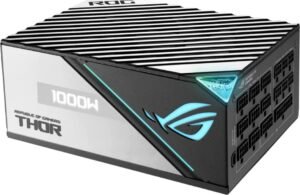 Asus Rog Thor 1000P2 ATX Power Supply Unit, With Aura Sync & OLED Display, 1000W Power, 80 Plus Platinum II Certification, 135mm PWM Fan, 0dB Cooling, Modular