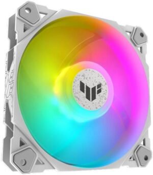 Asus Tuf Gaming TF120 ARGB Case Fan, Aura Sync Compatibility, 12cm Fan Diameter, 1900RPM Max Rotation Speed, 76 cfm Max Airflow, 29 dB Noise Level, White Edition, Single Pack