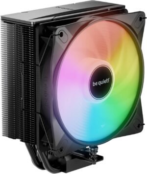 Be Quiet! Pure Rock 3 LX CPU Cooler, 120mm Light Wings LX Fan, 2000 RPM Fan Speed, 61.8 CFM Airflow, Rifle Bearing Technology, 4 High-Performance 6mm Heat Pipes with HDT Technology, Black