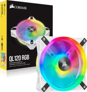 CORSAIR QL Series, iCUE QL120 RGB, 1x120mm RGB LED Fan, Single Pack - White