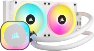 CORSAIR iCUE LINK H100i 240mm RGB AIO Liquid CPU Cooler, 240mm Radiator with QX120 RGB Fans, Up to 2400 RPM Speed, 63.1 CFM Airflow, Intel 1700 & AMD AM5 Sockets, White