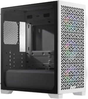 Cooler Master Elite 302 Mini Tower Computer Case, 3x 120mm aRGB Fans Pre-Installed, Support 360mm Radiator & 6x Fan Support, Tempered Glass Side Panel, Dust Filters, White