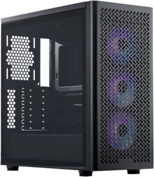 Cooler Master Elite 502 Mid Tower Computer Case, 3x 120mm ARGB Pre-Installed Fans, Up to 420mm Radiator & 7x 120mm Fan Support, Tempered Glass Side Panel, Black