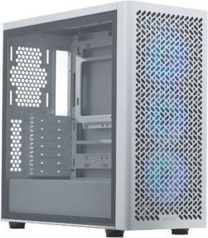 Cooler Master Elite 502 Mid Tower Computer Case, 3x 120mm ARGB Pre-Installed Fans, Up to 420mm Radiator & 7x 120mm Fan Support, Tempered Glass Side Panel, White