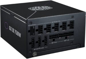 Cooler Master GX III Gold 750 Full-Modular Power Supply, 750W Power, 80 Plus Gold Efficiency, Active PFC, ATX 3.0 Support, 90-Degree 12VHPWR Cable, Zero RPM Mode, Black