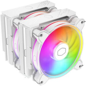 Cooler Master Hyper 622 Halo CPU Cooler, Dual Redesigned Halo Fan, 2050 RPM Fan Speed, 51.88 CFM Airflow, Rifle Bearing Fan Type, 6 Heat Pipes, Dual Tower Heat Sink, White