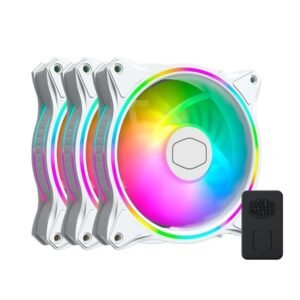 Cooler Master MasterFan MF120 Halo ARGB 120mm Fan, (3 Fan Pack), With Controller, White