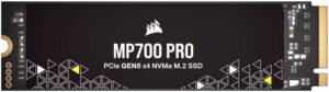 Corsair 1TB MP700 PRO NVMe PCIe 5.0 M.2 Internal SSD, 11700 MB/s Sequential Read Speeds & 9600 Sequential Write Speeds, 3D TLC NAND Technology, 1.6 Million Hours MTBF, Black