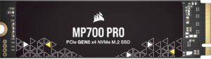 Corsair 2TB MP700 PRO NVMe PCIe 5.0 M.2 Internal SSD, 12400 MB/s Sequential Read Speeds & 11800 Sequential Write Speeds, 3D TLC NAND Technology, 1.6 Million Hours MTBF, Black