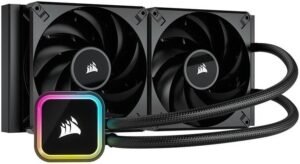 Corsair CW-9060059-WW All-in-One Liquid CPU Cooler, 2x 140 mm Fans, 280mm Radiator, 400mm Tube, 26.5 - 89 CFM Airflow, Copper Block, Compatible for 1700/1200/1150/AM4/sTRX4, Black