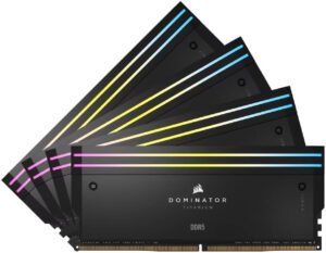 Corsair Dominator Titanium 96GB (4 x 24 GB) DDR5 RGB Desktop Memory Kit, 6400MT/s Memory Speed, CL32 CAS Latency, 1.40V Tested Voltage, 288 Pin, XMP 3.0, Black