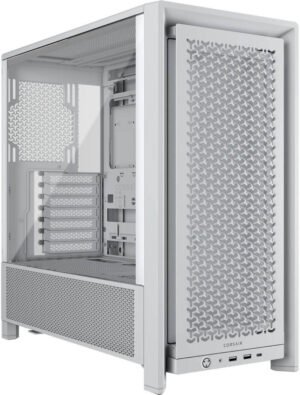 Corsair FRAME 4000D Mid-Tower PC Case, No Pre-Installed Fans, 360mm Radiator Support, 7 Expansion Slots, Tempered Glass, 3D-Y Airflow Steel, White