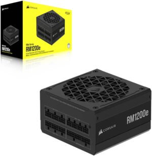 Corsair RMe Series RM1200e V3 Fully Modular Low-Noise ATX Power Supply, 1200W Power, 80 PLUS Gold Efficiency, 120mm Rifle Bearing Fan, Zero RPM Fan Mode, ATX 3.1 Certified, Black