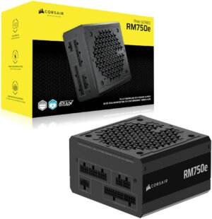 Corsair RMe Series RM750e V3 Fully Modular Low-Noise ATX Power Supply, 750W Power, 80 PLUS Gold Efficiency, 120mm Rifle Bearing Fan, Zero RPM Fan Mode, ATX 3.1 Certified, Black