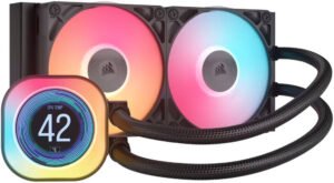 Corsair iCUE LINK TITAN 240 RX LCD AIO Liquid CPU Cooler, Customizable LCD Screen, Compatible With Intel Socket LGA 1851, 1700, AMD AM5, AM4, Addressable RGB, Extreme Cooling, Black
