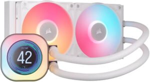 Corsair iCUE LINK TITAN 240 RX LCD AIO Liquid CPU Cooler, Customizable LCD Screen, Compatible With Intel Socket LGA 1851, 1700, AMD AM5, AM4, Addressable RGB, Extreme Cooling, White
