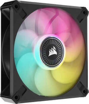 Corsair iCUE ML120 RGB Elite Premium PWM Fan, 120mm Size, Magnetic Levitation Fan, 450-2000 RPM Speed, 10-30.4dBA Sound Level, Single Pack, Black