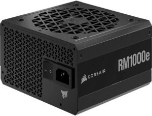 CorsairRMe Series RM1000e Fully Modular Low-Noise ATX Power Supply, 1000W, 80PLUS Gold, 1000 Watts Power, Fully Modular Cabling, 120mm Fan Size, Zero RPM Mode, Black